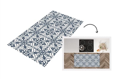 Keukenloper - Loper keuken - Patronen - Mandala - Blauw - 120x60 cm - Keukenloper vinyl