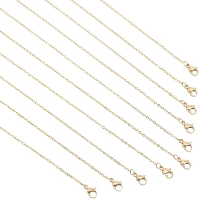 10 stks 40.5 cm kabel ketting kettingen met kreeft klauw gesp roestvrij staal kabel ketting gouden kettingen voor DIY ketting sieraden maken, 1.6mm breed