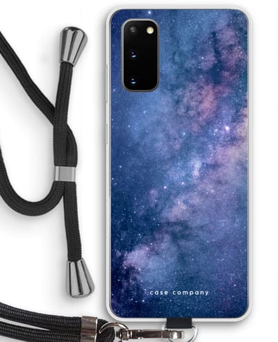 Case Company® - Hoesje met koord geschikt voor Samsung Galaxy S20 hoesje met Koord - Nebula - Telefoonhoesje met Zwart Koord - Bescherming aan alle Kanten en Over de Schermrand