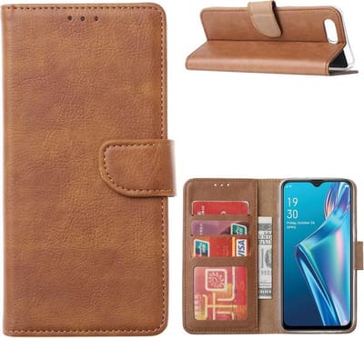 Bookcase Geschikt voor: Oppo A12 / A12S - Lichtbruin - portemonnee hoesje