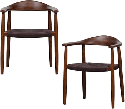 vtwonen Embrace Eetkamerstoelen Gevlochten - Donkerbruin - Set van 2