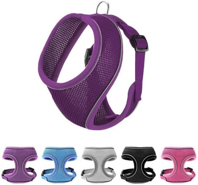 Famanu – Ademend hondenharnas voor kleine honden, drielaags mesh vest met reflecterend design, paars, maat S