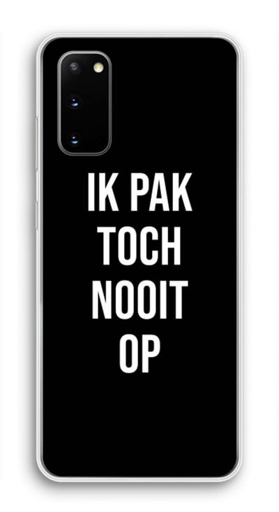 Case Company® - Hoesje geschikt voor Samsung Galaxy S20 hoesje - Ik pak nooit op - Zwart - Soft Cover Telefoonhoesje - Bescherming aan alle Kanten en Schermrand