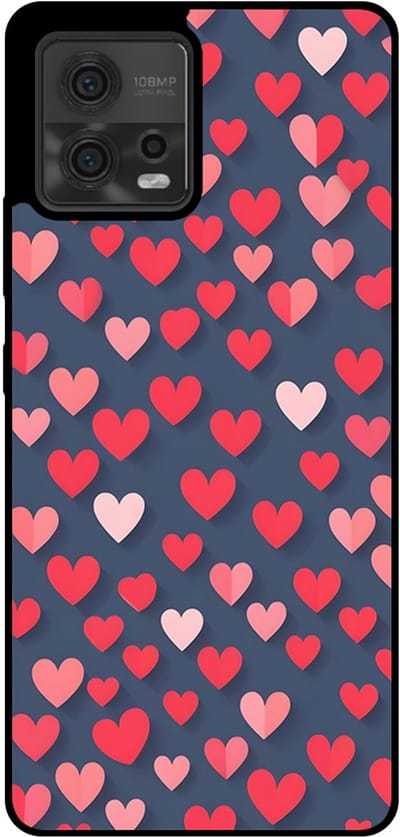 Smartphonica Telefoonhoesje Geschikt voor Motorola Moto G72 met Roze en Rode Hartjes Opdruk - TPU Backcover Case With Rosé and Red Heart Design geschikt voor Motorola Moto G72