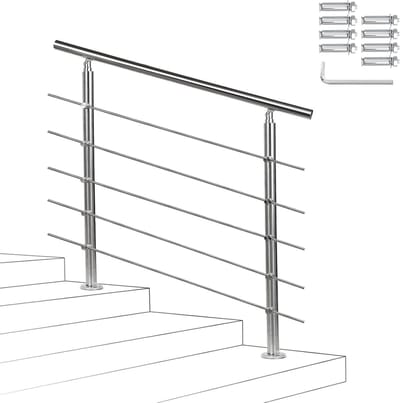 Roestvrijstalen Trapleuning - Buitenleuning Balustrade - Veiligheid Bieden - Hoekverstelbaar - 120 cm - Zilver