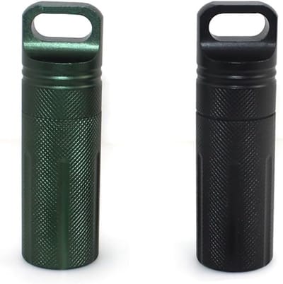Set van 2 Aluminium Waterflessen met Opbergtas, Lekvrij en Luchtdicht voor Buitenactiviteiten, Inclusief 2 Bevestigingscarabiners - Zwart en Groen