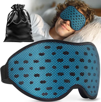 Ademend Slaapmasker voor Dames en Heren, 100% Opaque, Ultralicht en Comfortabel 3D Ontwerp met Opbergzak voor Reizen en Vliegtuiggebruik, Nachtblauw
