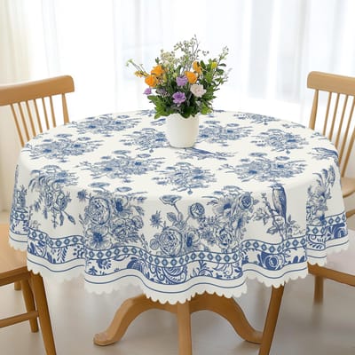 Onafhankelijkheidsdag Bloemenkrans Waterdichte Rechthoekige Tafelkleed Rood Blauw Bloemen Ster USA Vlag Tafelhoes voor Diner Keuken Round (152)Cm gray