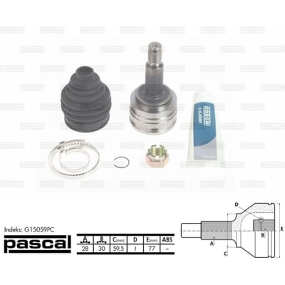 Homokineet reparatie set, aandrijfas PASCAL G15059PC