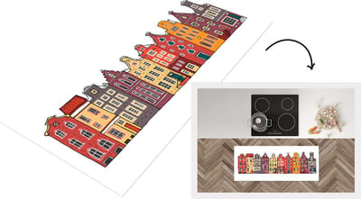 Keukenloper - Loper keuken - Illustratie - Amsterdam - Huis - 120x50 cm - Keukenloper vinyl