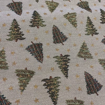 Kussenhoes – luxe gobelinstof – Tree – All Over - kerstbomen - Kerstboom - Groen - Kerst - goud glitterdraad - 45 cm