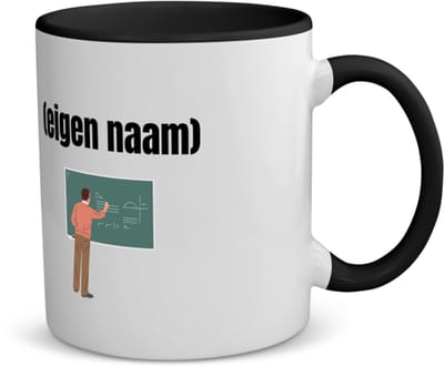 Akyol - docent met krijtbord met eigen naam koffiemok - theemok - zwart - Docent - meesters of juffen - collega's - verjaardag - afscheidscadeau - geschenk - kado - 350 ML inhoud