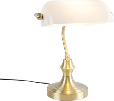 QAZQA banker - Klassieke Notarislamp | Bankierslamp - 1 lichts - H 345 mm - Goud - Woonkamer | Slaapkamer