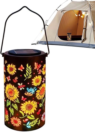 Tuinlantaarn op zonne-energie - Buitenlamp hanglamp - Tuin decoreren - Waterdichte constructie - 19 x 11 x 11 cm - Kleurrijk