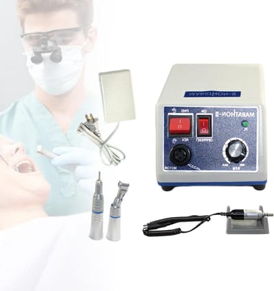 Micromotor Polijstapparaat - Elektrische Polijstmachine - Precisie Polijstwerk - Traploze Snelheidsregeling - 0-35000 RPM - Wit Blauw