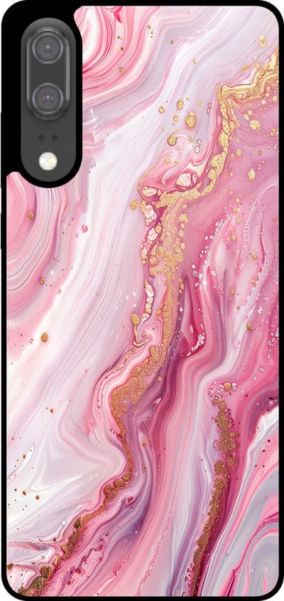 Smartphonica Telefoonhoesje Geschikt voor Huawei P20 met marmer opdruk - TPU backcover case marble design - Roze geschikt voor Huawei P20