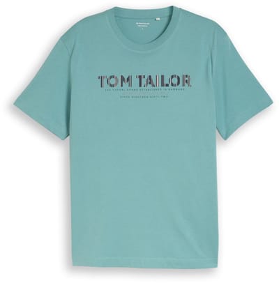 Tom Tailor - Heren t-shirt - Maat L - Mannen - Groen - Bovenmateriaal