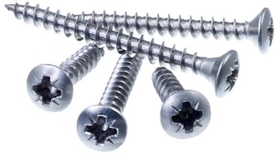RVS A2 Houtschroeven met Verzonken Lenskop Kruiskop PZ 3 x 20 mm - 250 Stuks