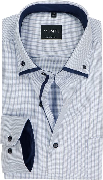 VENTI CASA MODA comfort fit overhemd - dobby - lichtblauw met wit gestreept - Strijkvrij - Boordmaat: 40 (EU maat: M)