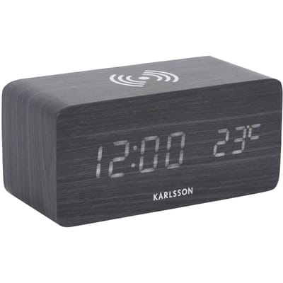 Karlsson Wekker Block LED - Zwart - 7,4x15x7,1cm - Modern - Wekker voor slaapkamer - Wekkers