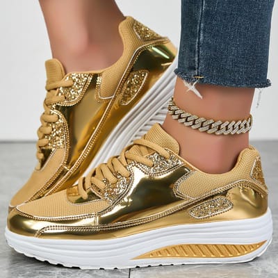 Baskets pour Femmes Baskets Orthopédiques Chaussures de Marche pour Femmes, Baskets de Tennis Décontractées Légères Chaussures de Running Air Tennis 41 or