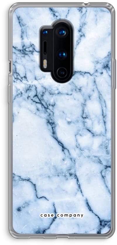 Case Company® - Hoesje geschikt voor OnePlus 8 Pro hoesje - Blauw marmer - Soft Cover Telefoonhoesje - Bescherming aan alle Kanten en Schermrand