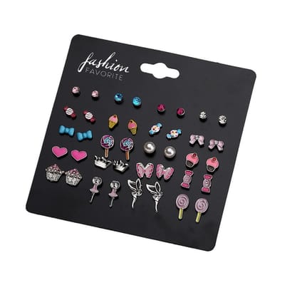 Fashion Favorite Stud Oorbellen | Zilverkleurig/Multi | Bijoux | Set 20 Paar