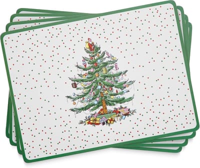 Set van 4 Kerst Placemats met Kurk Onderkant | Hitte- en Vlekbestendig Tafelaccessoire