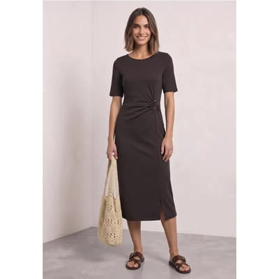 Midijurk van jersey met wikkel-look
