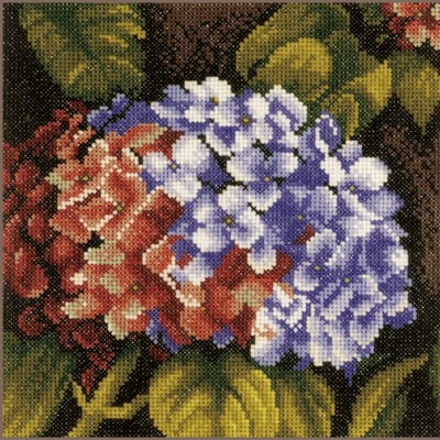 Lanarte Borduurpakket - Borduurset - Borduurpakket volwassenen - Telpakket kit - 18.5 x 18.5cm - Hortensia - PN-0144514