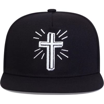 Mode Hip Hop Baseballpet Jezus Kruis Borduurwerk Trucker Caps Katoenen Snapback Hoed Buiten Zonnehoeden Sport Vrije Tijd Petten One Size black