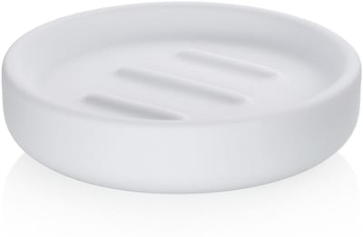 Zeephouder, Zeepbakje, 11.5 cm, Keramiek met Rubbercoating, Wit - Kela | Sana