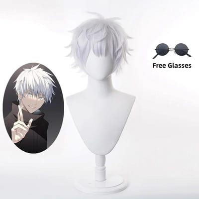 Anime Jujutsu Satoru Gojo Cosplay Kostuum Ooglapje Pruiken Gratis Bril Halloweenfeest Mannen Vrouwen L white