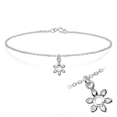Joy|S - Zilveren armband - bloem bedeltje - 18 cm