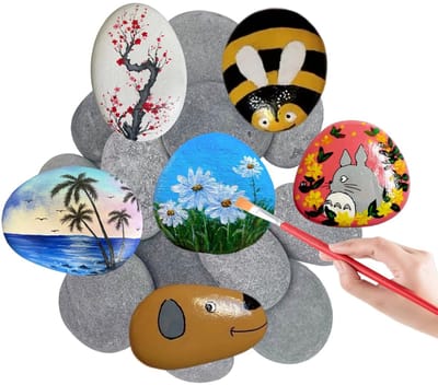 Dailygoods- Tekenstenen 20 stuks - Natuurlijke Kiezelstenen 4-6 cm - Creatief Schilderen - Aquariumdecoratie - Tuindecoratie - Unieke Textuur - Schilderstenen