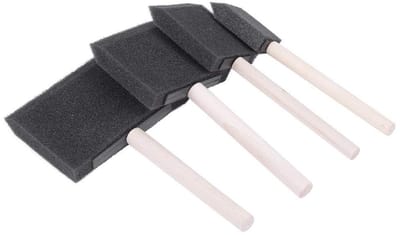 Dailygoods- Schuim Borstels 4 Stuks - Houten Handvat - Plat - Voor Schilderen/Graffiti - Hoge Dichtheid - Lichtgewicht - Schilderborstels