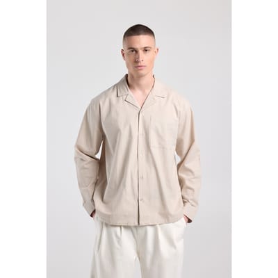 America Today Henry Beige Maat: XL | Longsleeves Outlet | Heren | Beige