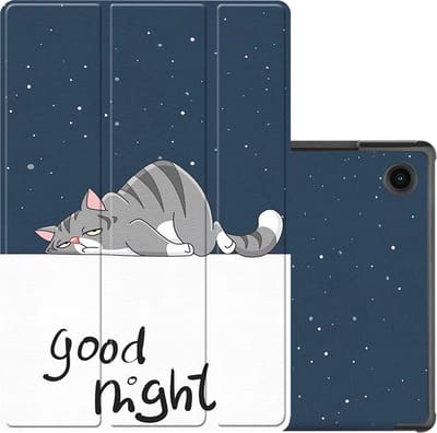 Hoes - Geschikt voor Samsung Galaxy Tab A8 - Dun & Stevig - Trifold Bookcase - Hard Cover - Hardcover Book Case - Tablet Hoesje - Kat