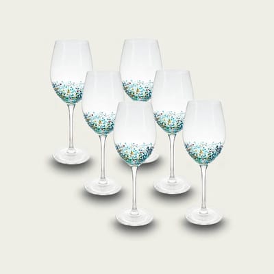 Arca SPOTS - glazen wijnglazen 540ml, Set van 6 glazen - vrolijke decoratie - past bij veel serviezen