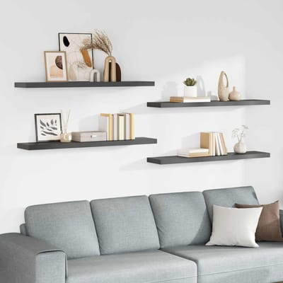 vidaXL - Wandschappen - zwevend - 4 - st - 120x23,5x3,8 - cm - MDF - hoogglans - grijs