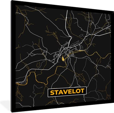 Fotolijst incl. Poster - Stavelot - Kaart - Stadskaart - Goud - Plattegrond - 40x40 cm - Posterlijst