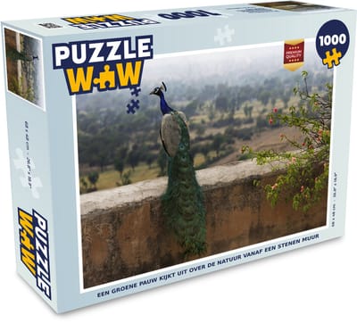 Puzzel Pauw - Muur - Natuur - Legpuzzel - Puzzel 1000 stukjes volwassenen