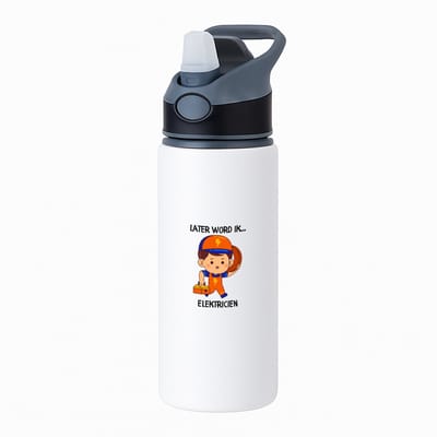 Hacebo® - Later word ik elektricien waterfles met rietje zwart - Elektricien - De beste elektromonteur - Technicus - Elektrotechnisch ingenieur - water fles - 650ML