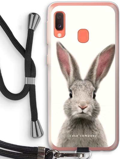 Case Company® - Hoesje met koord geschikt voor Samsung Galaxy A20e hoesje met Koord - Daisy - Telefoonhoesje met Zwart Koord - Bescherming aan alle Kanten en Over de Schermrand