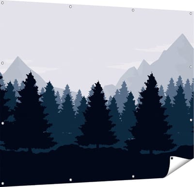 Gards Tuinposter Bos met Bomen Illustratie - Abstract - 150x120 cm - Tuindoek - Tuindecoratie - Wanddecoratie buiten - Tuinschilderij
