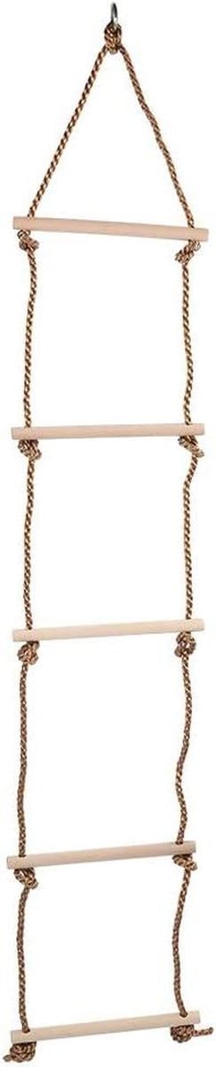 Houten Touwladder - Speeltouw Klimtouw - Buitenspelen Fitness - Verstelbare Sporten - 300 Kg Draagvermogen - Natuurlijk Hout