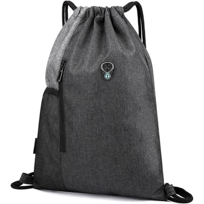 Sac de gym avec prise pour écouteurs Sac à dos à cordon coulissant Sac seau à cordon coulissant résistant à l'eau Sac léger gris