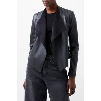 French Connection Stephanie Pu Waterfall Frnt Jk Black Taglia: 6 | Giacche di pelle Outlet | Donna | Nero