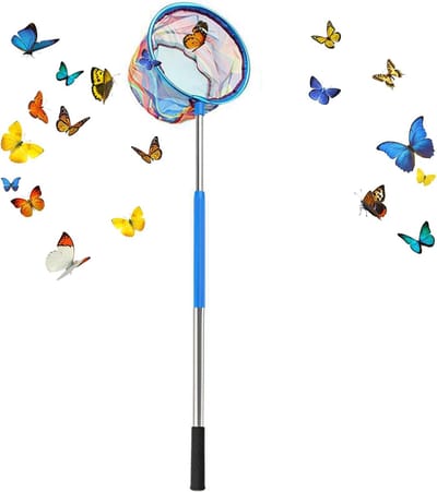 Intrekbaar Strandnet - Vlindernet Schepnet - Buiten Spelen - Antislip Greep - 170cm Lengte - Blauw