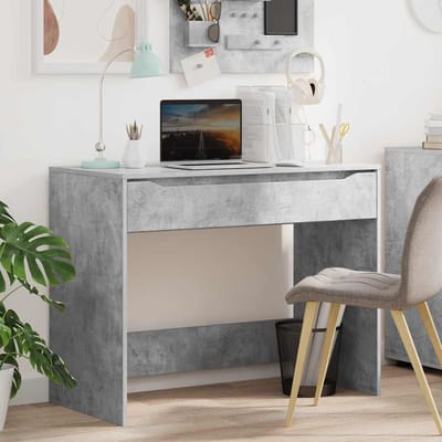 vidaXL - Bureau - met - lade - Beton - Grijs - 100 - x - 50 - x - 78 - cm - Geconstrueerd - hout